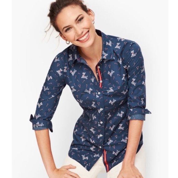NWT TALBOTS CLASSIC COTTON SHIRT - SWEET DOG Candy  XS - Picture 1 of 10